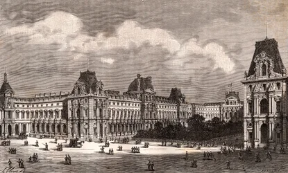 Parijs Le Louvre - gravure in 
