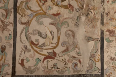Parochiekerk (Església de la Mare de Déu de Solers). Interieur. De beuken. Muurschilderingen. Detail. 16e eeuw (?)
