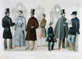 Parijse modeplaat voor het Bulletin of Fashion, New York, februari 1858