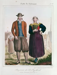 Boeren uit Saint-Lyphard, uit Les Costumes Bretons de Charpentier