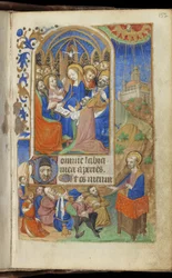 Pinksteren en een preekscène, Getijdenboek (Gebruik van Parijs)