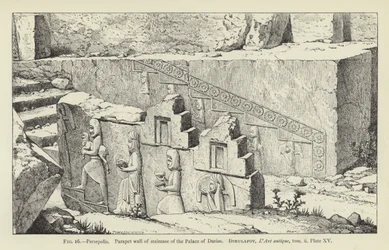 Persepolis, borstwering van trap van het paleis van Darius