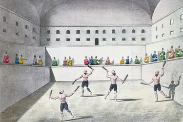 Perzische atleten die trainen in een gymnasium