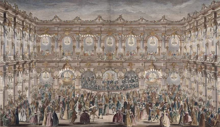 Perspectief Zicht op de Balzaal, gebouwd in de Binnenplaats van het Stadhuis