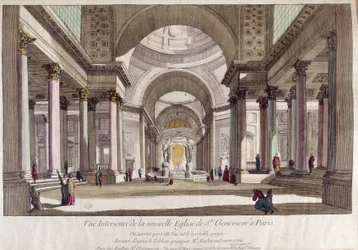 Perspectief van het interieur van de kerk van Sainte Geneviève in Parijs