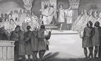 Philippe IV (1268-1314) le Bel herenigt de Staten-Generaal in het Louvre, uit 