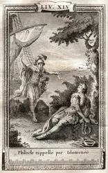 Philocle herinnert zich door Idomenee - gravure van 1798 naar Monnet in 