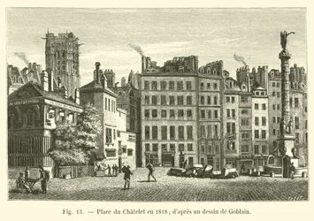 Plein du Chatelet in 1818; naar een tekening van Goblain
