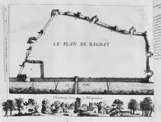 Plattegrond van Bagdad, uit Les Six Voyages de J. B. Tavernier, 1676