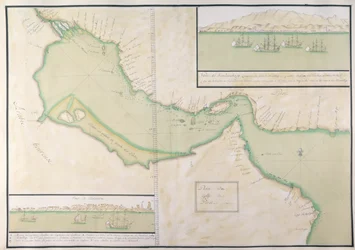 Plan van de Perzische Golf (handgekleurde gravure)