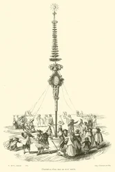 Het planten van een meiboom in de 17e eeuw