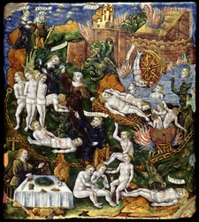 Plaquette: Aeneas en Sybil in de onderwereld, ca. 1530 (email  goud op koper)