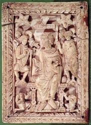 Plaquette met koning David op de troon, uit Reims, 9e-10e eeuw