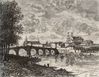 Pont-a-Mousson - Meurthe-et-Moselle - gravure in La France illustree: geographie, histoire, administratie statistique door V.-A. Malt-Brown, 1884