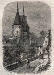 Porte de la Craffe in Nancy, overblijfsel van middeleeuwse vestingwerken, opgericht in de 14e eeuw ten noorden van de oude stad - gravure in "Histoire de France" door Victor Duruy
