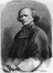 Portret van Abbe Gaspard Deguerry (1797-1871), parochie van de Madeleine in Parijs. Gravure in 