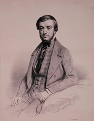 Portret van Adolphe-Clair Lecarpentier, gegraveerd door Marie Alexandre Alophe (litho)