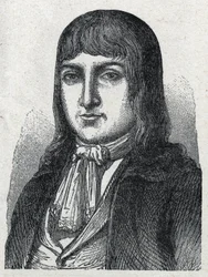Portret van Amateur Jérôme Le Bras des Forges, ridder van Boishardy, chef chouan van de Franse revolutie. Gravure van 1889. Privécollectie.