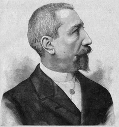 Portret van Anatole France (1844-1924), Franse romanschrijver en dichter, lid van de Académie Française. Gravure in 