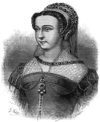 Portret van Anne Oston, ketter, minnares van paus Sixtus V (Felice Peretti bekend als Sixtus V)