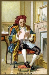 Portret van Bernard Le Bouyer (Le Bovier) de Fontenelle (1657-1757). Chromolithografie van het einde van de 19e eeuw.
