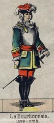 Portret van Bertrand François Mahé, graaf van La Bourdonnais (1699-1755), Franse admiraal. Afbeelding van Epinal uit het einde van de 19e eeuw