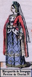 Portret van Blanche van Bourgondië (ca. 1296-1326), vrouw van Karel IV van Frankrijk. (Capetische dynastie). Illustratie eind 19e eeuw.