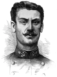 Portret van kapitein Joseph Gallieni, Franse soldaat en ontdekkingsreiziger. Gravure in Le Monde Illustré nr. 254 van 9 april 1881