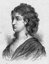 Portret van Cecile Aimee Renault (1774-1794), Franse revolutionair. Gravure uit 1889. Privécollectie
