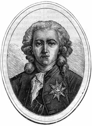 Portret van Charles Alexandre de Calonne, Franse politicus onder Lodewijk XVI, financieel controleur. Gravure in "Histoire des Papes-Rois-Queen and Empereurs a travers les siècles" door Maurice Lachatre