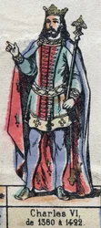 Portret van Karel VI van Frankrijk, bekend als Karel de Goede (1368-1422). Illustratie eind 19e eeuw.