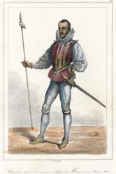 Portret van Charles de Lorraine, hertog van Mayenne (1554 - 1611), Franse prins. Na Henri, hertog van Guise, was hij hoofd van de Liga (1589).