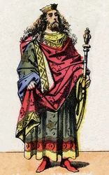 Portret van Clodion genaamd De Harige, koning van de Franken van 428 tot 448.