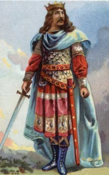 Portret van Clotaire (Clothaire) IV, koning van de Franken van 716 tot 718. Chromolithografie rond 1890