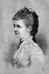 Portret van Emma van Waldeck Pyrmont (Waldeck-Pyrmont) (1858-1934), koningin van Nederland. Gravure in 