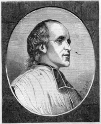 Portret van Vader Delacroix de Ravignan (1795-1858), Franse Jezuïet. Gravure in 