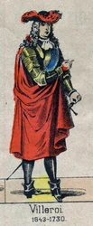 Portret van Francois de Neufville, hertog van Villeroi, maarschalk van Frankrijk. Afbeelding van Epinal uit het einde van de 19e eeuw
