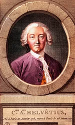 Portret van de Franse filosoof Claude Adrien Helvetius (1715-1771), gravure. 1772.