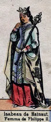 Portret van Isabelle de Hainaut (1170-1190), vrouw van Filips II van Frankrijk. Illustratie eind 19e eeuw.