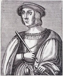 Portret van Jacques II de Chabannes (La Palice) (1470-1525) gravure uit 
