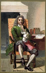 Portret van Jean Bernoulli (Johann Bernouilli) (1667-1748). Chromolithografie van het einde van de 19e eeuw.