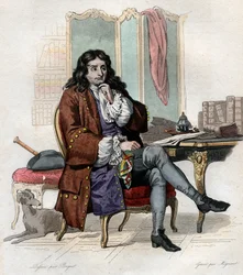 Portret van Jean de La Fontaine, Franse fabeldichter en dichter