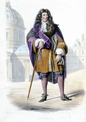 Portret van Jean de La Fontaine, Franse schrijver (1621-1695) - in Ed. Mennechet, "Le Plutarque francais"