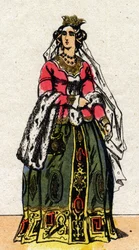 Portret van Jeanne de Bourbon (1337-1378), vrouw van Karel V van Frankrijk.