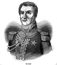 Portret van Joseph Leopolde Sigisbert Hugo (1773-1828), generaal van het Eerste Keizerrijk, vader van Victor Hugo. Gravure in 
