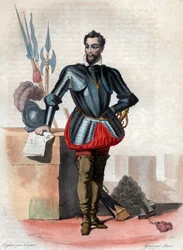 Portret van Lodewijk I van Bourbon, prins van Condé (1530-1569), hugenotenleider en generaal.