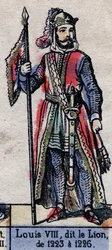 Portret van Lodewijk VIII van Frankrijk bekend als de Leeuw (1187-1226) (dynastie van de Capetingen). Illustratie eind 19e eeuw.