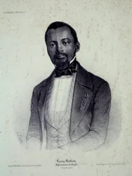 Portret van Louisy Mathieu (1817-1874), voormalige slaaf en afgevaardigde van Guadeloupe. Gravure uit de 19e eeuw