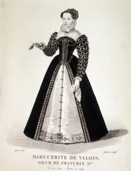 Portret van Margarita van Navarra (Margaretha van Valois, Marguerite van Angoulême of Marguerite van Frankrijk (1492-1549) Koningin van Navarra en dichteres - 19e eeuw
