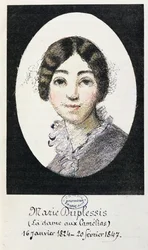 Portret van Marie Duplessis (1824-1847) ook bekend als La Dame aux Camelias, 1847